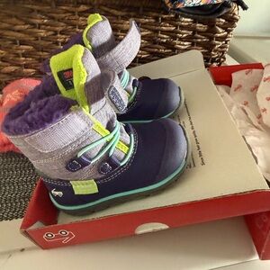 Kids Purple and Green Winter Boots